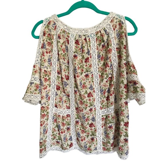 Blue Tassel by Anthropologie Maylou Open-Shoulder Blouse Size XS Multicolor - Picture 6 of 10